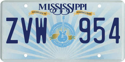 MS license plate ZVW954