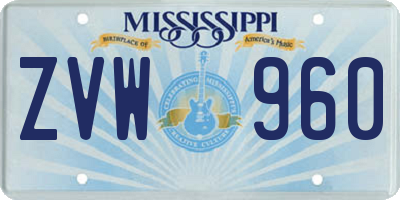MS license plate ZVW960