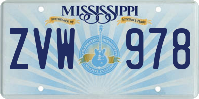 MS license plate ZVW978