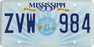MS license plate ZVW984
