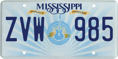 MS license plate ZVW985