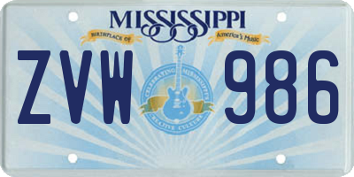 MS license plate ZVW986