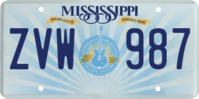 MS license plate ZVW987