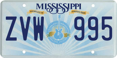 MS license plate ZVW995