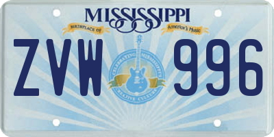 MS license plate ZVW996