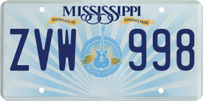 MS license plate ZVW998