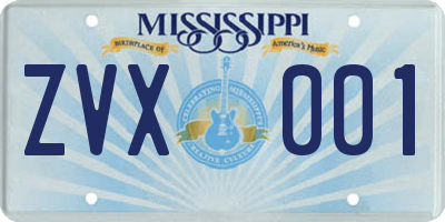 MS license plate ZVX001