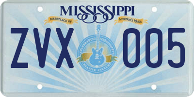 MS license plate ZVX005