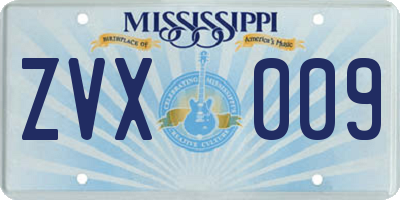 MS license plate ZVX009