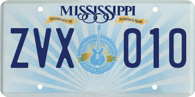 MS license plate ZVX010
