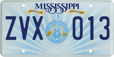 MS license plate ZVX013