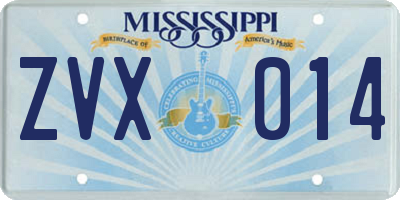 MS license plate ZVX014