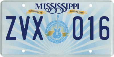 MS license plate ZVX016