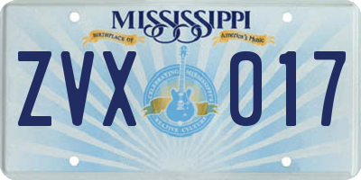 MS license plate ZVX017