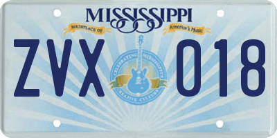 MS license plate ZVX018
