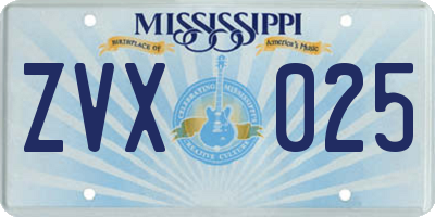 MS license plate ZVX025
