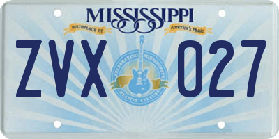 MS license plate ZVX027