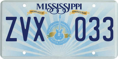 MS license plate ZVX033
