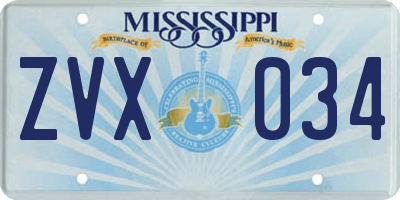 MS license plate ZVX034