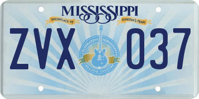 MS license plate ZVX037