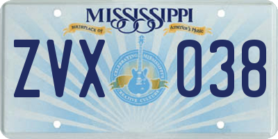 MS license plate ZVX038