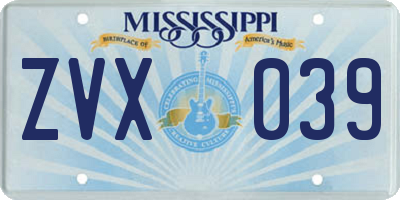 MS license plate ZVX039