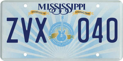 MS license plate ZVX040