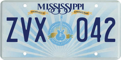 MS license plate ZVX042