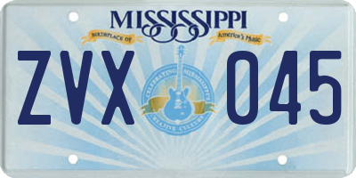 MS license plate ZVX045