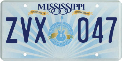 MS license plate ZVX047