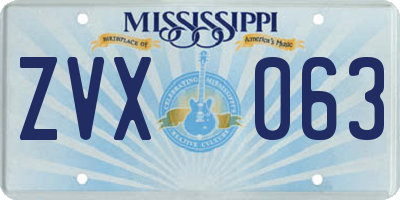 MS license plate ZVX063
