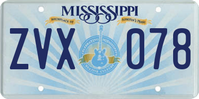 MS license plate ZVX078