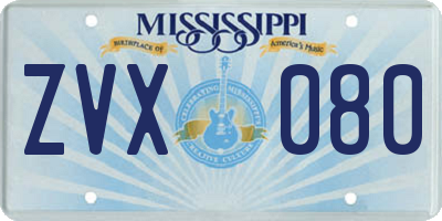 MS license plate ZVX080