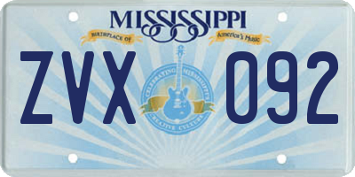 MS license plate ZVX092