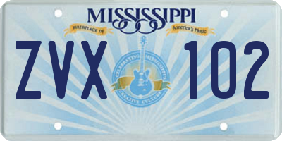MS license plate ZVX102