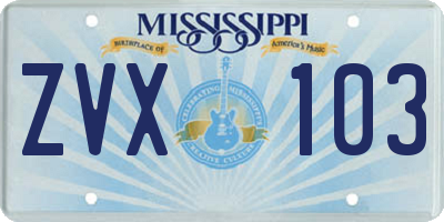 MS license plate ZVX103