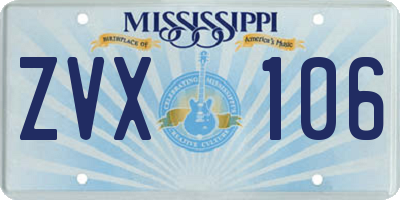 MS license plate ZVX106