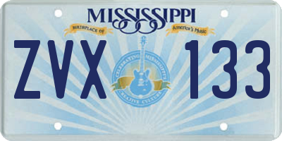 MS license plate ZVX133