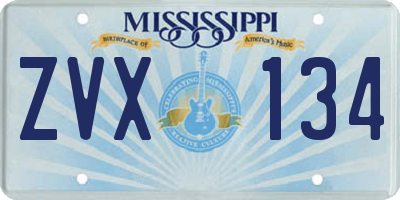 MS license plate ZVX134