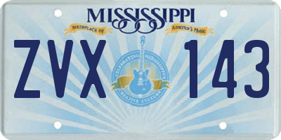 MS license plate ZVX143