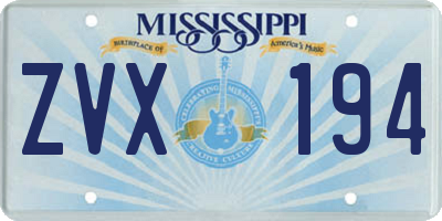 MS license plate ZVX194