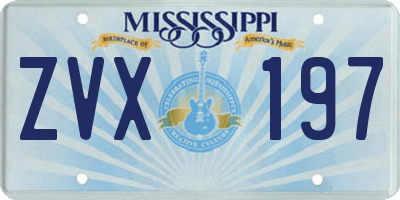 MS license plate ZVX197