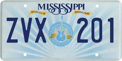MS license plate ZVX201