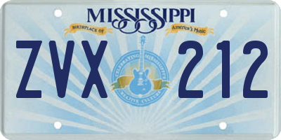 MS license plate ZVX212