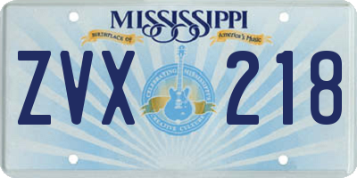 MS license plate ZVX218