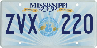 MS license plate ZVX220