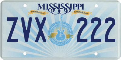MS license plate ZVX222