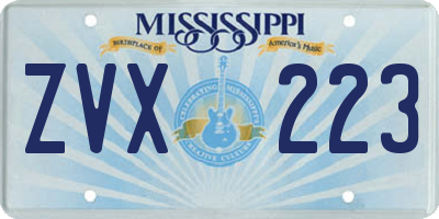 MS license plate ZVX223