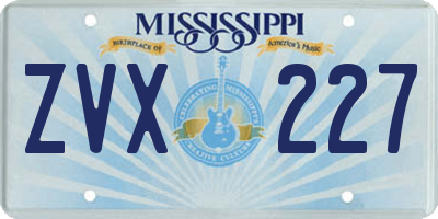 MS license plate ZVX227