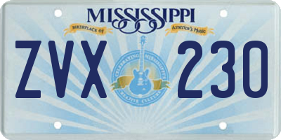 MS license plate ZVX230